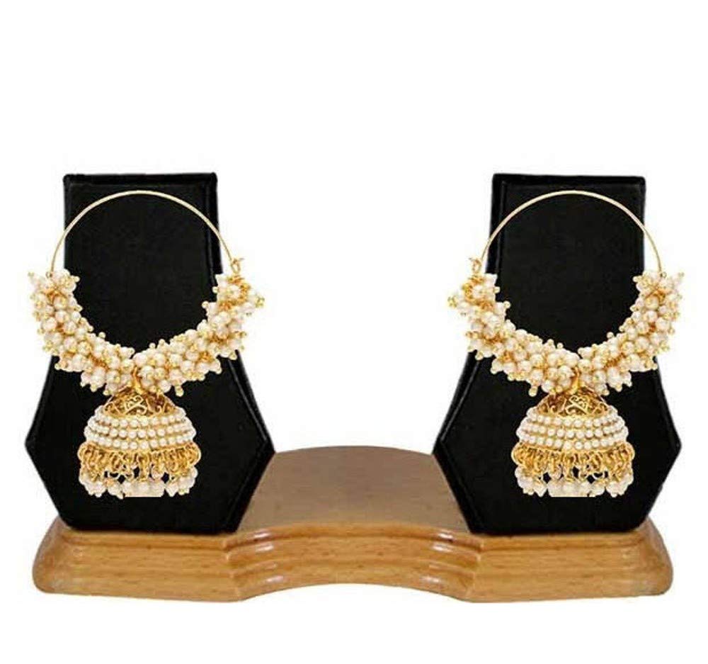 Crunchy Fashion Bollywood Stylish Traditional Indian Jewelry Meenakari Jhumka Earrings for Women, Large, Metal, cultured pearls