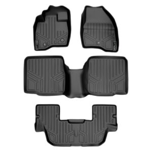 MAXLINER Custom Fit Floor Mats 3 Row Liner Set Black Compatible with 2017-2019 Ford Explorer without 2nd Row Center Console