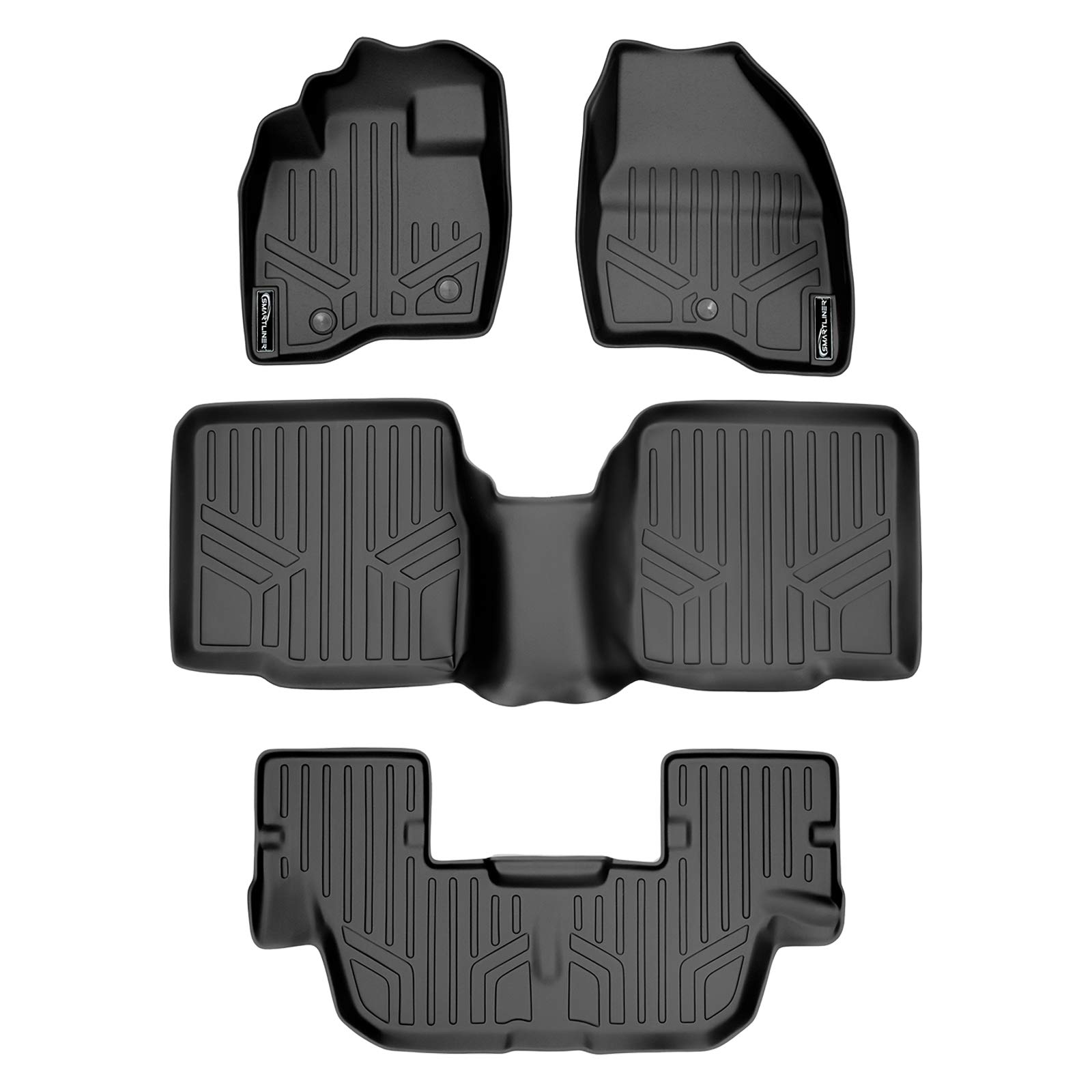 MAXLINER Custom Fit Floor Mats 3 Row Liner Set Black Compatible with 2017-2019 Ford Explorer without 2nd Row Center Console