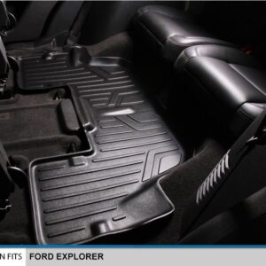 MAXLINER Custom Fit Floor Mats 3 Row Liner Set Black Compatible with 2017-2019 Ford Explorer without 2nd Row Center Console