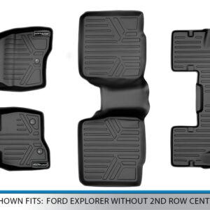 MAXLINER Custom Fit Floor Mats 3 Row Liner Set Black Compatible with 2017-2019 Ford Explorer without 2nd Row Center Console