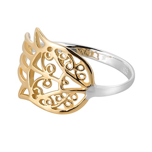 AeraVida Hamsa Hand of Protection Gold Plated Silver Ring (6)