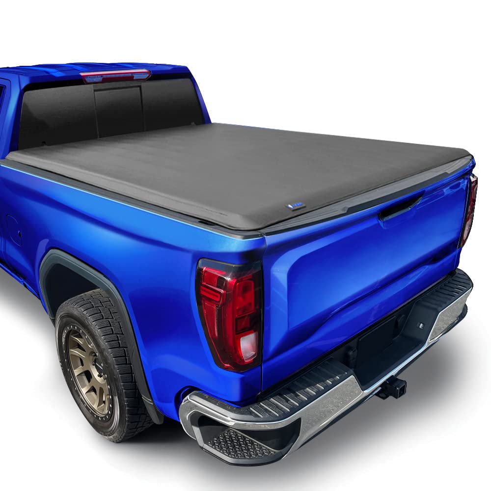 Tyger Auto T1 Soft Roll Up Truck Bed Tonneau Cover Compatible with 2007-2013 Chevy Silverado / GMC Sierra 1500; 2007-2014 2500 HD 3500 HD | Fleetside 6'6" Bed (78") | TG-BC1C9004 , Black