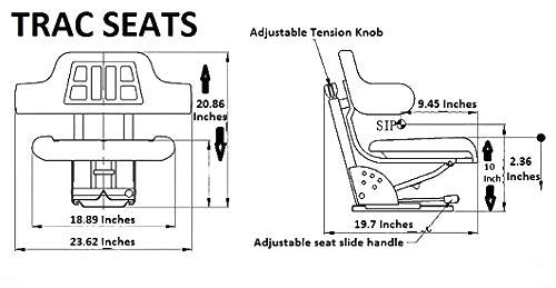 BLACK TRAC SEATS BRAND WAFFLE STYLE UNIVERSAL TRACTOR SUSPENSION SEAT WITH TILT FITS FORD/NEW HOLLAND 2N, 8N, 9N, NAA, JUBILEE (SAME DAY SHIPPING - Delivers in 1-4 Business days)