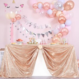 B-COOL Rose Gold Sequin Tablecloth 90x132inch Rectangle Sparkle Tablecloth Glitz Tablecloth Christmas Table Cloth Sequin Fabric Tablecloth