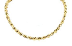 yellow gold diamond cut rope chain real solid 10k 16" to 28", 4.0mm (22)