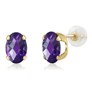 gem stone king 14k yellow or white gold 8x6mm oval gemstone birthstone stud earrings | oval gold earrings for women