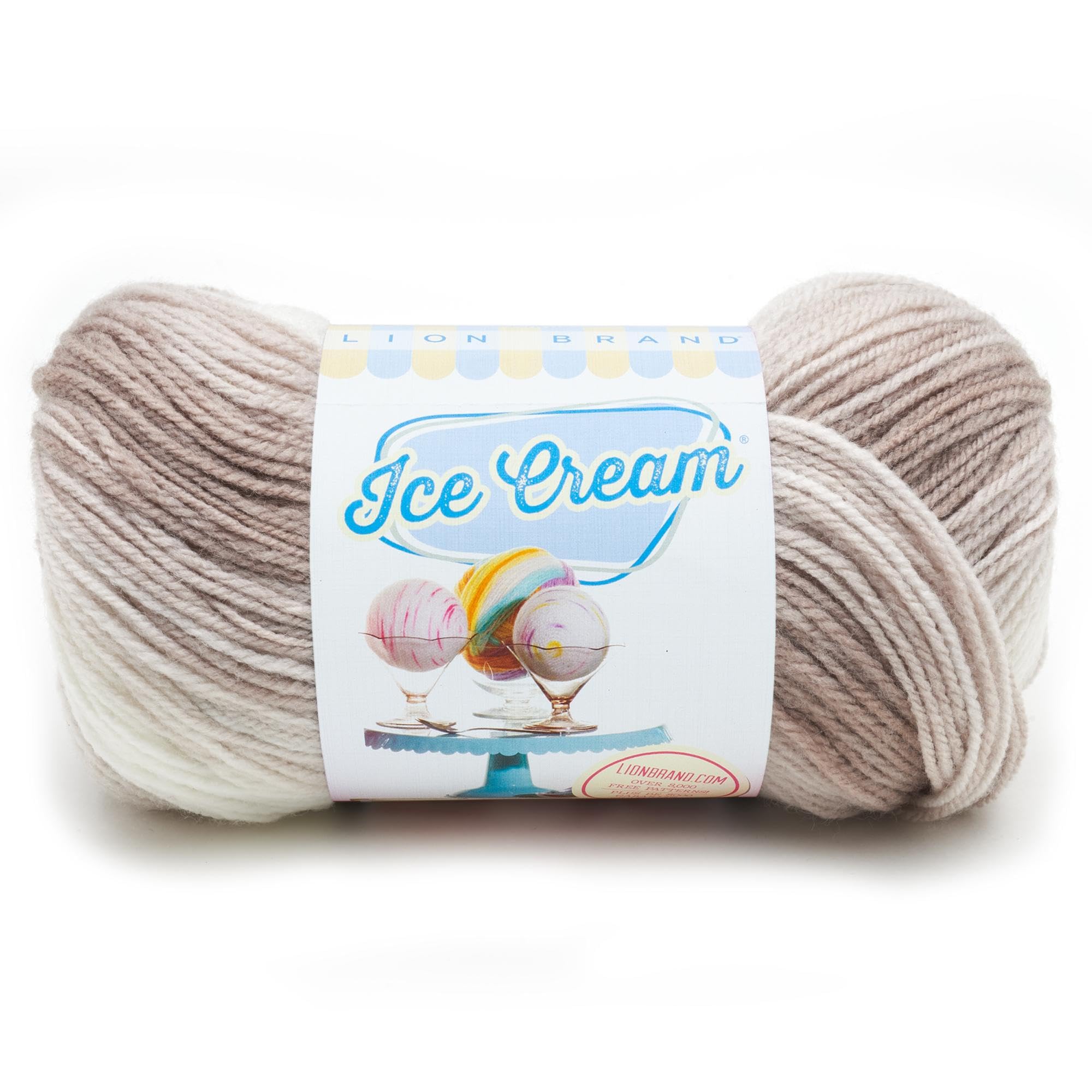 (1 Skein) Lion Brand Yarn Ice Cream Baby Yarn, Coffee Multicolor