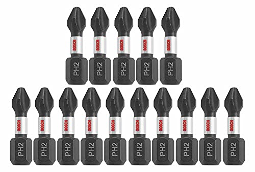 BOSCH ITPH2105 5-Pack 1 In. Phillips #2 Impact Tough Screwdriving Insert Bits