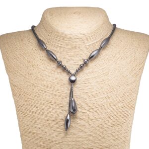 BlueRica Double Strand Drop Hematite Necklace with Designer Beads