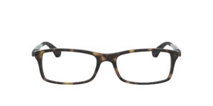 ray-ban rx7017 rectangular prescription eyeglass frames, matte black/demo lens, 52 mm