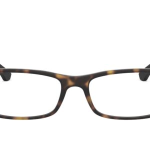 Ray-Ban RX7017 Rectangular Prescription Eyeglass Frames, Matte Black/Demo Lens, 52 mm