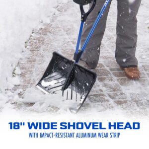 Snow Joe Shovelution SJ-SHLV01 18-in Strain-Reducing Snow Shovel w/ Spring Assisted Handle, Blue