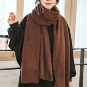 Wander Agio Womens Warm Long Shawl Winter Upset Large Scarf Pure Color Coffee