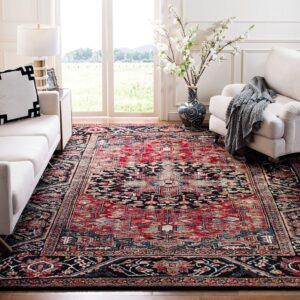 safavieh vintage hamadan collection area rug - 9' x 12', red & multi, oriental traditional persian design, non-shedding & easy care, ideal for high traffic areas in living room, bedroom (vth215a)