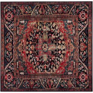 SAFAVIEH Vintage Hamadan Collection Area Rug - 9' x 12', Red & Multi, Oriental Traditional Persian Design, Non-Shedding & Easy Care, Ideal for High Traffic Areas in Living Room, Bedroom (VTH215A)