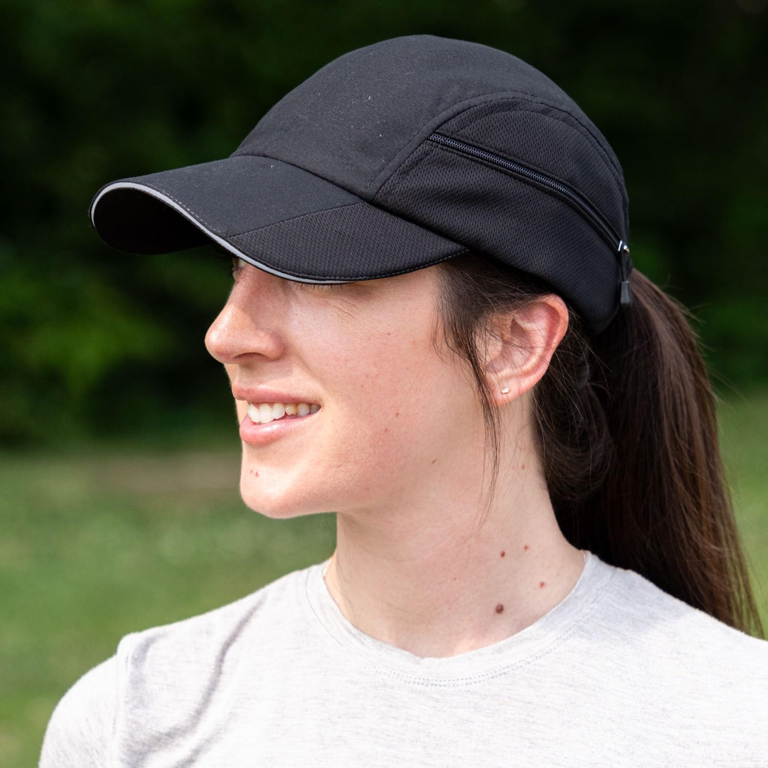 Gone For a Run Ultra Pocket Hat | Moisture Wicking and Reflective Run Hat | Black