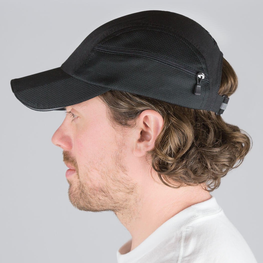 Gone For a Run Ultra Pocket Hat | Moisture Wicking and Reflective Run Hat | Black