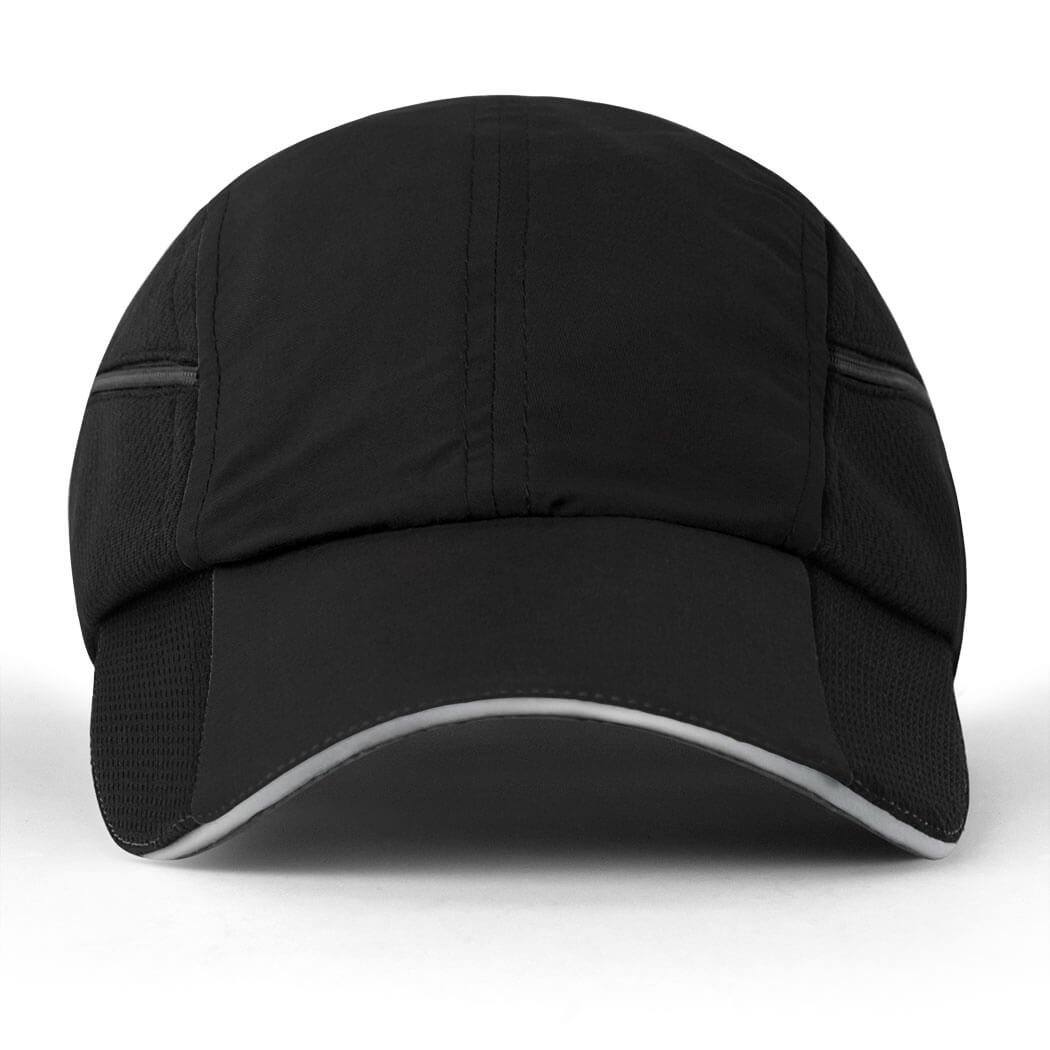 Gone For a Run Ultra Pocket Hat | Moisture Wicking and Reflective Run Hat | Black