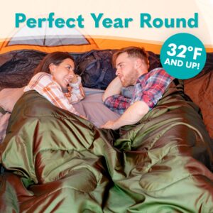 Sleepingo Double Sleeping Bags for Adults Backpacking, Camping, Hiking - Waterproof Queen Sleeping Bag for Adults or Teens - Two Person Sleeping Bag