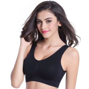 Vermilion Bird Women's 3 Pack Seamless Comfortable Sports Bra with Removable Pads 3XL/Shirt Size 16W,18W Black &White &Nude