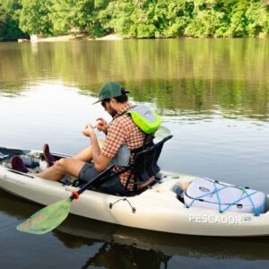 Perception Pescador Pro 12 | Sit on Top Fishing Kayak with Adjustable Lawn Chair Seat | Large Front and Rear Storage | 12' | Moss Camo