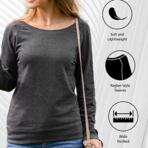 Instant Message - Wake Up And Smell The Campfire-Ladies Lightweight French Terry Pullover - Size Large Heather Charcoal