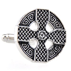 MRCUFF Celtic Cross Irish Ireland Cufflinks Pair in a Presentation Gift Box & Polishing Cloth