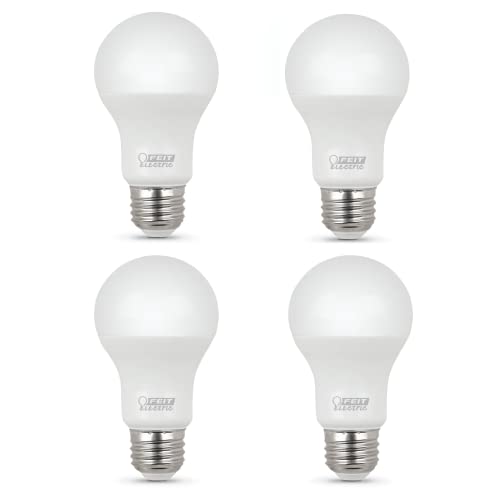 Feit Electric A19 LED Light Bulbs, 40W Equivalent, Non Dimmable, 450 Lumens, E26 Standard Base, 2700k Soft White, 80 CRI, 10 Year Lifetime, Energy Efficient, 4 Pack, A450/827/10KLED/4