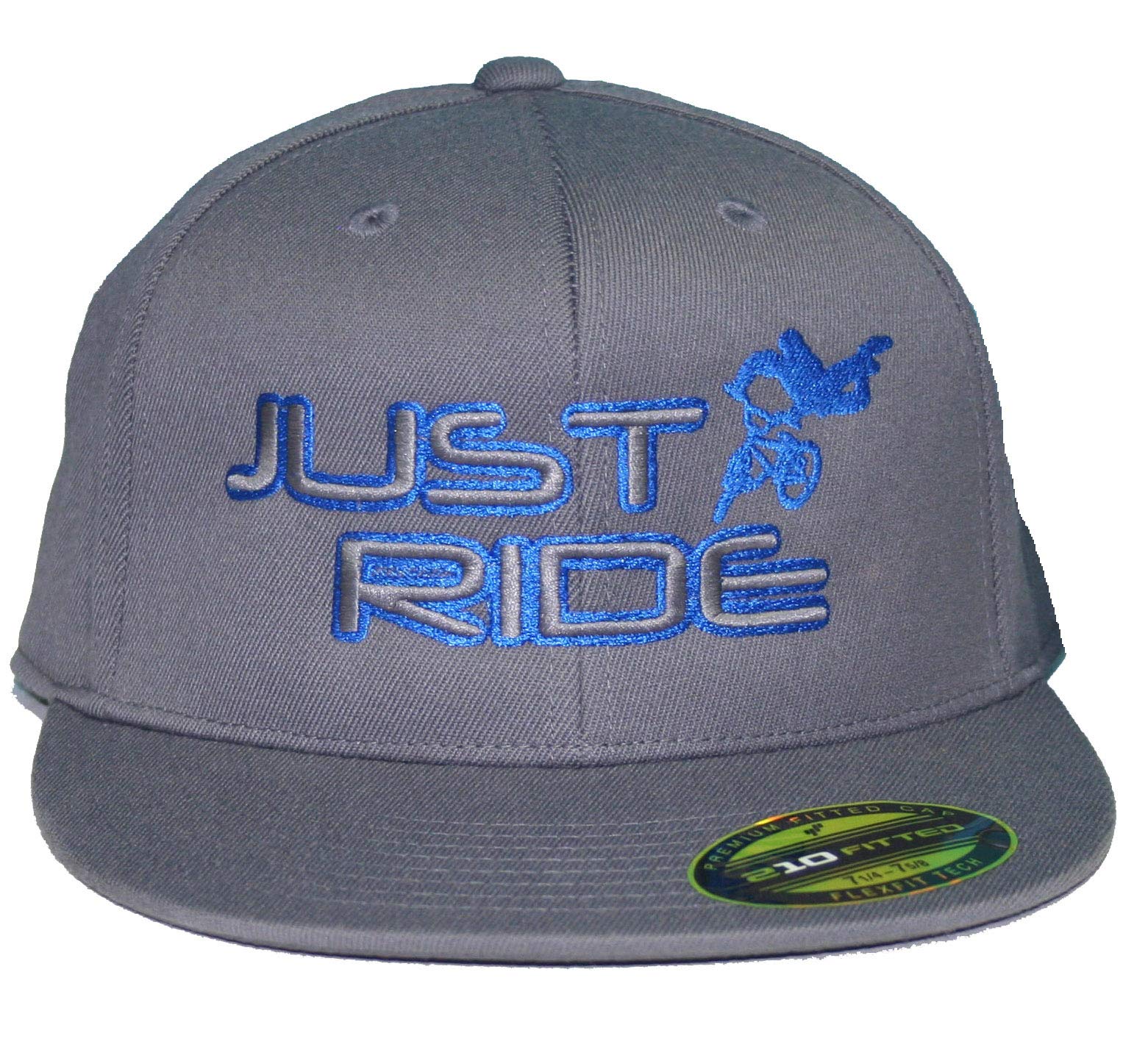 JUST RIDE BMX Hat Flat Bill Snapback (Grey/Blue)