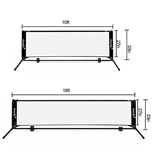 Aoneky Mini Portable Tennis Net for Driveway - Kids Soccer Tennis Net for Backyard or Beach - Family Pickleball Tennis Game Toy for Boys Children Aged 6+ Years Old (10 Feet)