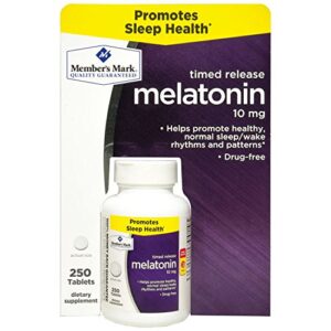 member's mark timed release melatonin 10mg (250 ct.) (pack of 2)