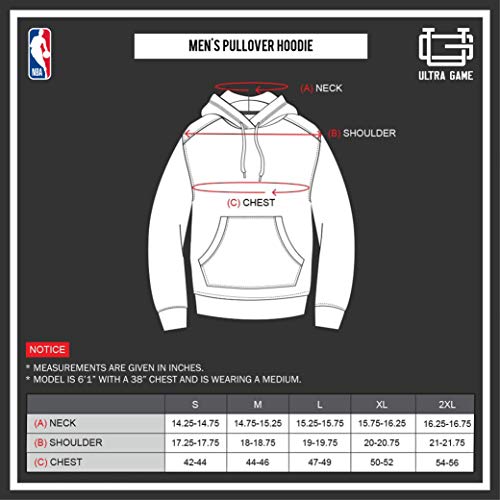 Ultra Game GHM1867F Men's NBA Fleece Hoodie Pullover Sweatshirt Primo Metallic, Los Angeles Lakers, Black, Medium