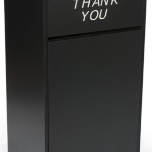 Displays2go 36 Gallon Commercial Waste Bin, Restaurant & Food Court Common Areas, Recycling & Tray Storage, Black (LCKDCHTTBK)