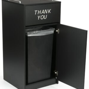 Displays2go 36 Gallon Commercial Waste Bin, Restaurant & Food Court Common Areas, Recycling & Tray Storage, Black (LCKDCHTTBK)