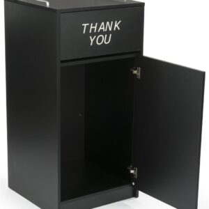 Displays2go 36 Gallon Commercial Waste Bin, Restaurant & Food Court Common Areas, Recycling & Tray Storage, Black (LCKDCHTTBK)