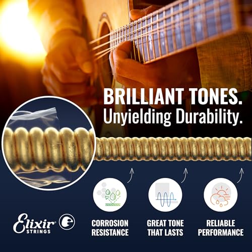 Elixir Strings, Acoustic Guitar Strings, Phosphor Bronze with NANOWEB Coating, Longest-Lasting Rich and Full Tone with Comfortable Feel, 6 String Set, 3 Pack, Custom Light 11-52