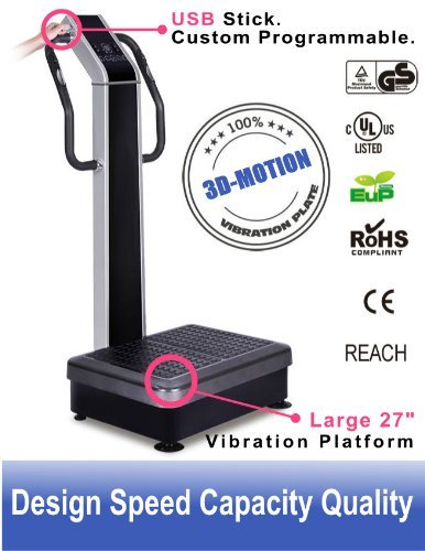 Whole Body Vibration Machine - Dual Motor by SDI : Commercial (2HP, 440 lbs), Dual Motor, Large Vibrating Platform, USB Programmable