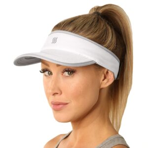 saaka super absorbent visor for women. premium packaging. running, tennis, golf & all sports. lightweight & adjustable. white