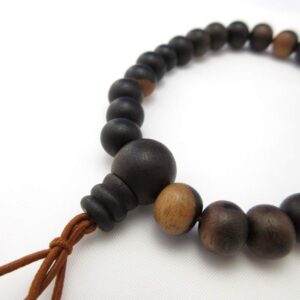 京都あさひ屋 Black Persimmon Wood Bracelet Japanese Kaki Juzu Rosary Prayer Beads Jewel Handmade Kyoto Meditation Chakra Mala Beads (8.0mm)