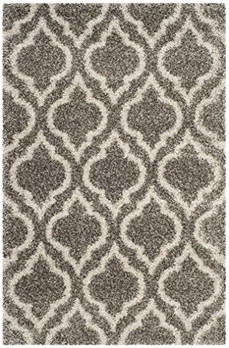 SAFAVIEH Hudson Shag Collection Accent Rug - 4' x 6', Grey & Ivory, Moroccan Design, Non-Shedding & Easy Care, 2-inch Thick Ideal for High Traffic Areas in Entryway, Living Room, Bedroom (SGH284B)