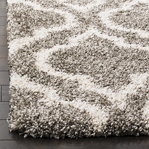 SAFAVIEH Hudson Shag Collection Accent Rug - 4' x 6', Grey & Ivory, Moroccan Design, Non-Shedding & Easy Care, 2-inch Thick Ideal for High Traffic Areas in Entryway, Living Room, Bedroom (SGH284B)