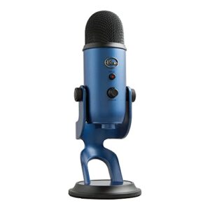 logitech for creators blue yeti usb microphone for gaming, streaming, podcasting, twitch, youtube, discord, recording for pc and mac, 4 polar patterns, studio quality sound, plug & play-midnight blue