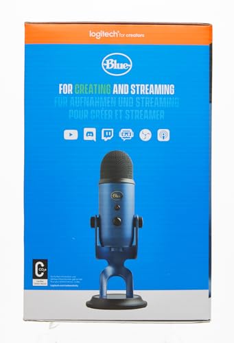 Logitech for Creators Blue Yeti USB Microphone for Gaming, Streaming, Podcasting, Twitch, YouTube, Discord, Recording for PC and Mac, 4 Polar Patterns, Studio Quality Sound, Plug & Play-Midnight Blue