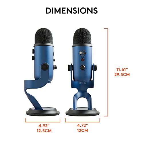 Logitech for Creators Blue Yeti USB Microphone for Gaming, Streaming, Podcasting, Twitch, YouTube, Discord, Recording for PC and Mac, 4 Polar Patterns, Studio Quality Sound, Plug & Play-Midnight Blue