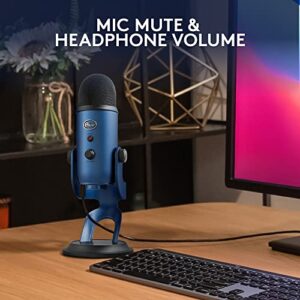 Logitech for Creators Blue Yeti USB Microphone for Gaming, Streaming, Podcasting, Twitch, YouTube, Discord, Recording for PC and Mac, 4 Polar Patterns, Studio Quality Sound, Plug & Play-Midnight Blue