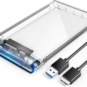 ORICO 2.5'' External Hard Drive Enclosure USB 3.0 to SATA III Tool-Free Clear Hard Disk Case for 2.5 inch 7mm 9.5mm SATA HDD SSD Max 6TB Support UASP(2139U3)