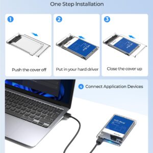 ORICO 2.5'' External Hard Drive Enclosure USB 3.0 to SATA III Tool-Free Clear Hard Disk Case for 2.5 inch 7mm 9.5mm SATA HDD SSD Max 6TB Support UASP(2139U3)