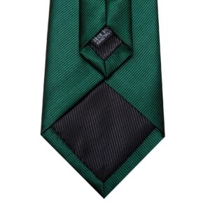 Barry.Wang Emerald Green Man Tie Set Solid Silk Necktie Cufflinks Handerchief Stain Formal St. Patrick's Day