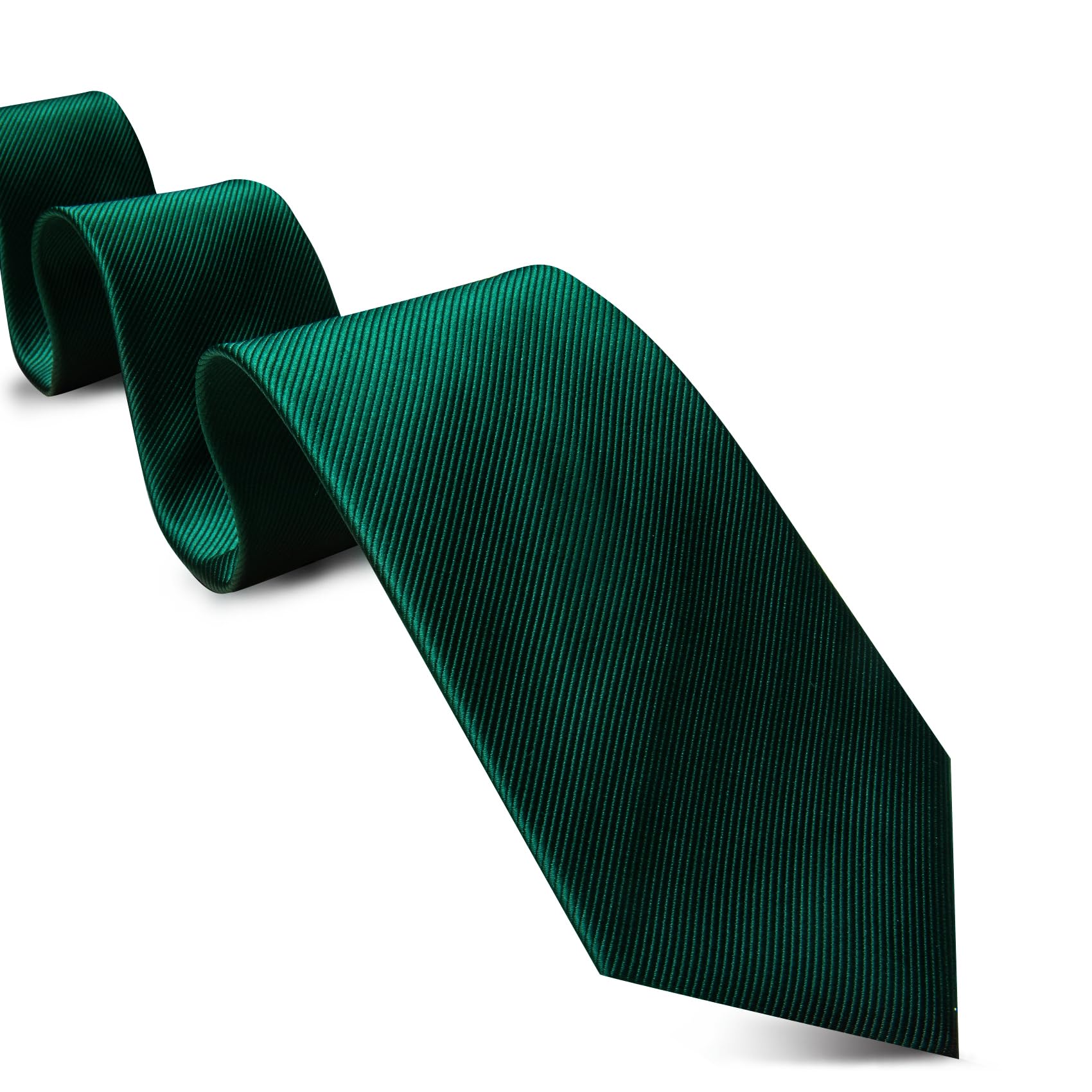 Barry.Wang Emerald Green Man Tie Set Solid Silk Necktie Cufflinks Handerchief Stain Formal St. Patrick's Day